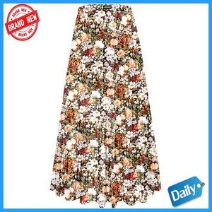 Chiffon Maxi Skirt High Waist Pleated Flowy Boho Casual Long Skirt